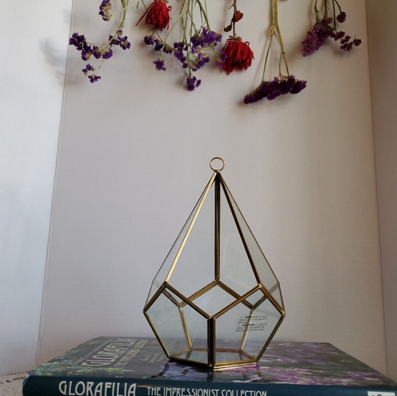 Set of 2 brass and glass planters